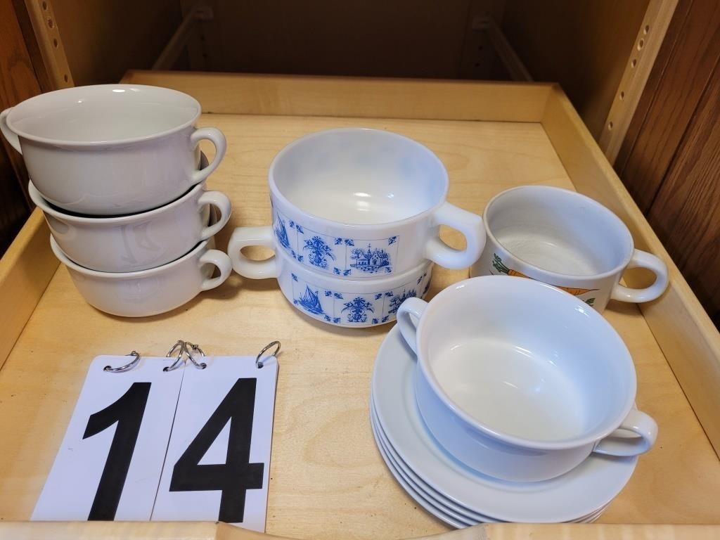 Various Soup Bowls ~ 4 Saucers