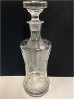 Etched Glass Liquor Decanter w/Stopper 13" tall
