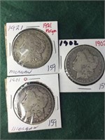 3- Silver Morgan Dollars