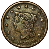 1840 Braided Hair Large Cent LIGHTLY CIRCULATED