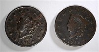 2 - 1818 LIBERTY HEAD LARGE CENTS