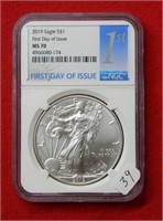 2019 American Eagle NGC MS70 1 Ounce Silver