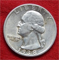 1938 S Washington Silver Quarter