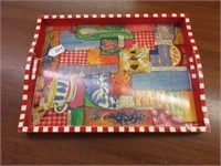 PAINTED WOOD SERVING TRAY 2"T X 18"W X 14"D