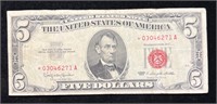 1963 $5 Red Seal Star Note