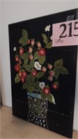 HAND PAINTED 12 X 17 STRAWBERRY PLAQUE