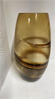 Amber Colored Glass Vase  Murano Style k