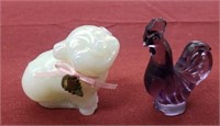 Fenton Glass Pig & Rooster (rooster is damage)
