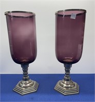 Pair of Large Amethyst  Candleholders 21” h