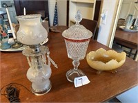 Light, Crystal Vases & Bowl