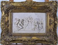 Marble Relief Sculpture Plaque in Frame