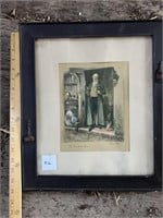 Antique English Pub Print in Carved Frame
