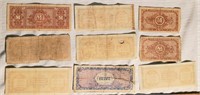 9pcs W War 11 allied military payment notes