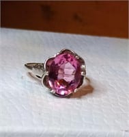 STUNNING PINK STERLING SILVER HIGH-RISE RING