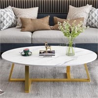 Wolawu Oval Faux Marble Coffee Table - White