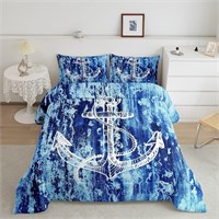 SEALED-Boys King Size Anchor Print Bed Set