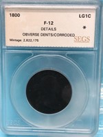 1800 F-12 Large Cent SEGS Graded