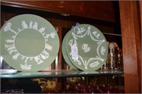 Two (2) Green Wedgewood Plates