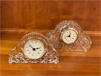 2 SMALL CRYSTAL BATTERY OPERATED CLOCKS