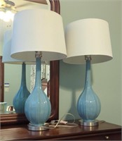Pair of blue bedside lamps
