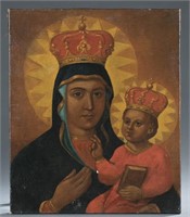 Painting on canvas, Madonna and child