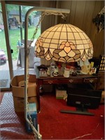 Metal Floor Lamp with Stained Glass Shade