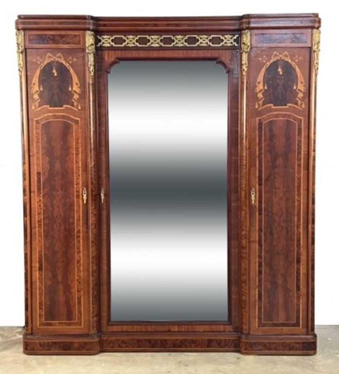French Armoire with Inlay and Gold Ormolu