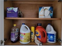 CONTENTS OF LAUNDRY CABINETS, CLEANERS, IRON