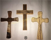 3 nice hand cut crosses - natural