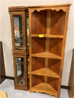 6FT TALL WOODEN CORNER CABINET, 6FT TALL LIGHTED