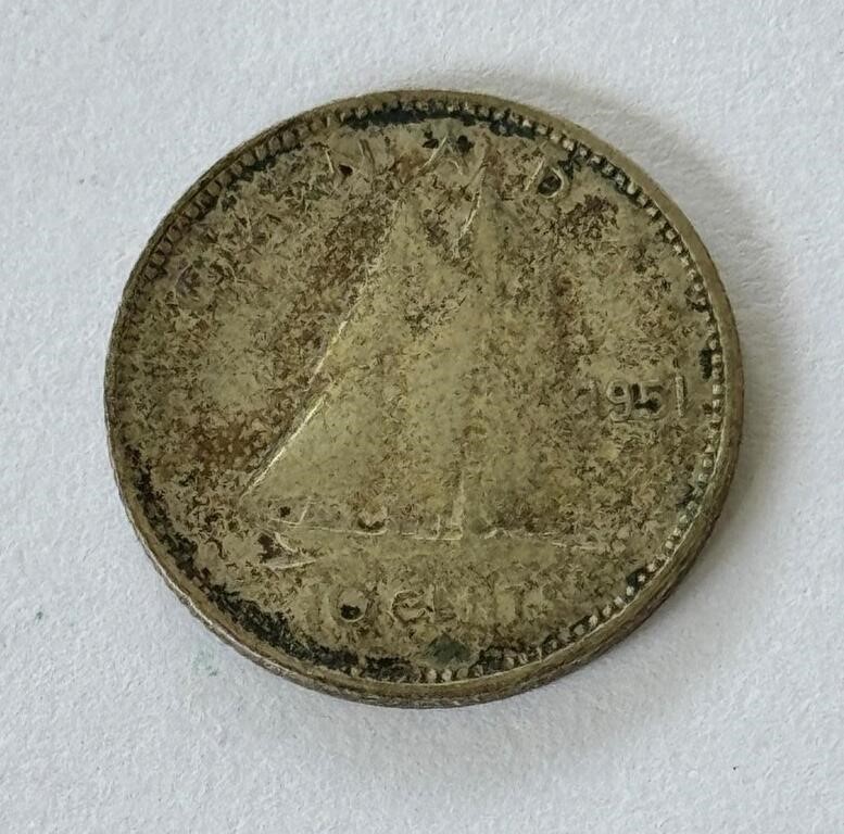 1951 CANADIAN 10 CENT COIN