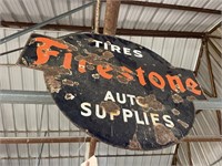 Die cut Firestone Tires & Auto Supplies sign