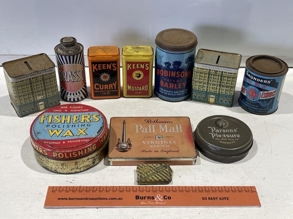 Assorted Collectable Tins, Inc Brasso, Money