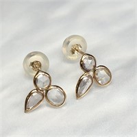 Certified 14K  Rose Cut Diamond (0.7ct) Earrings