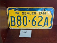 1966 PA Dealer License Plate