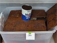 Case of Mobil Oil Cans