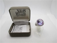 Nolan Miller Purple Faceted Stone Ring Sz 8.5