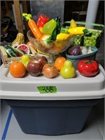 Blue Tote, Art Glass Fruit, Vegetables, Fruit