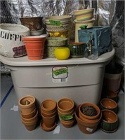 Tan Tote, Assorted Planters. In Basement