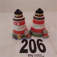 LIGHTHOUSE SALT AND PEPPER SET (SMALL CHIP) 4 IN