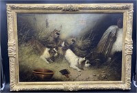E. Armfield b. 1817 Terriers Ratting Oil Painting