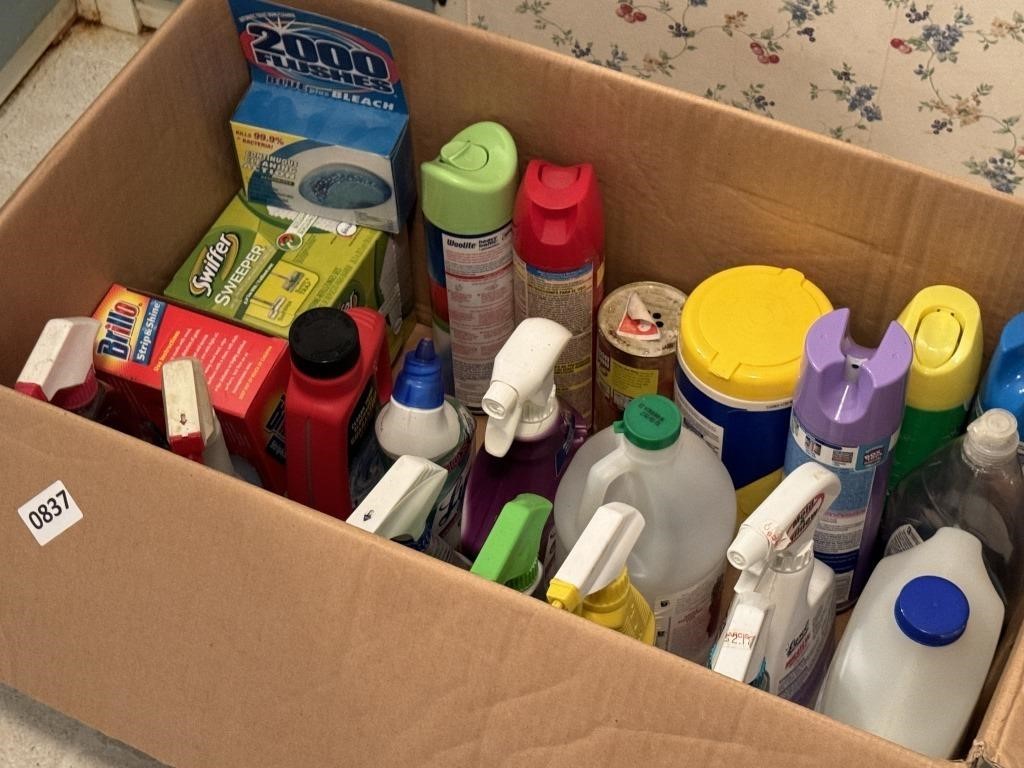 Box Full of Cleaning Supplies