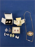 Avon and Unmarked earrings, Avon necklace and