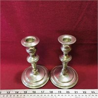 Pair Of Empire Pewter Candlesticks