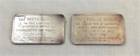 Pair of 1 troy oz. Silver bars.