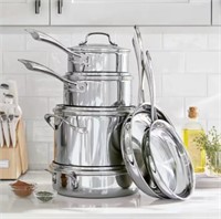 $206 Tri-Ply 10-Pc Stainless Steel Cookware Set