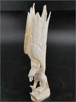 Russ Silook walrus ivory carved eagle and salmon,