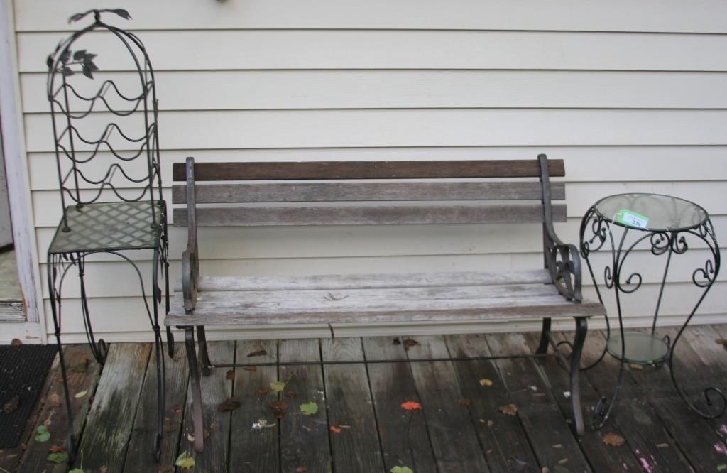 Outdoor Bench w/Side Tables