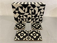 Harlequin Wood Box & 4 Coasters