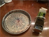 Silver plated platter ad tea holder